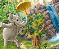 The elephant with an umbrella 